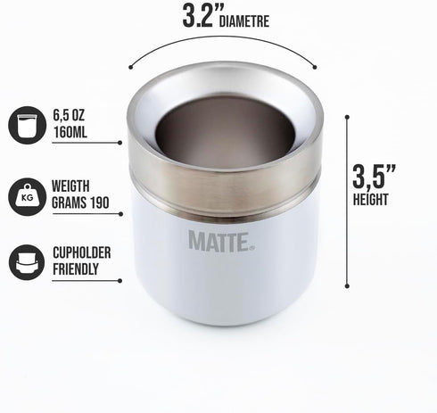 Matte - Mate Gourd/Tea Cup Set, Yerba Mate Gourd Cup (6.5 Ounces) and Bombilla (Yerba Mate Straw). Stainless Steel, Double-Walled, Elegant Design....