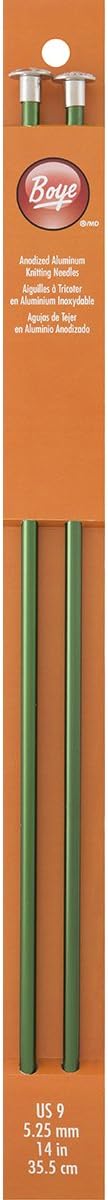Boye 3216328009M Aluminum Straight Knitting Needles Set, US Size 9, 14" L, 2pcs...