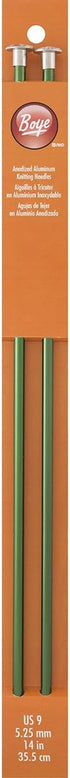 Boye 3216328009M Aluminum Straight Knitting Needles Set, US Size 9, 14" L, 2pcs...