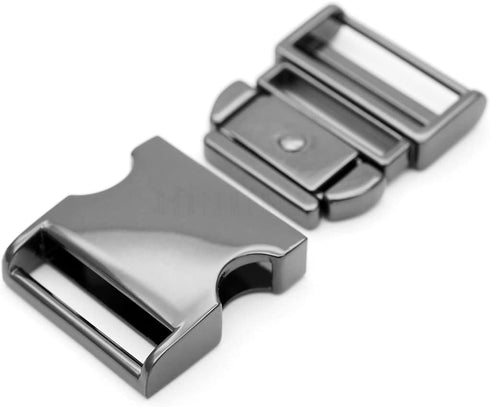 CRAFTMEMORE 1 pc 1-1/2 inch Metal Curved Side Release Buckle Adjustable Lock for Belt Backpacks Pet Collar (Gunmetal)...
