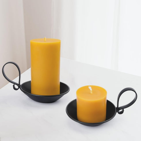 Matte Black Iron Pillar Candle Holder, with Handle, Simple Industrial Style ?Table Centerpiece Decoration....