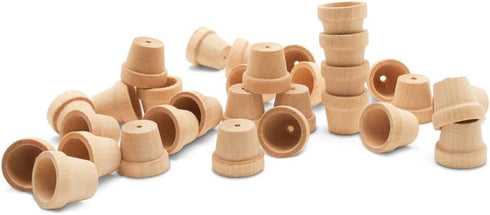Woodpeckers Mini Wood Flower Pot 5/8-inch x 9/16-inch, Pack of 24 Unfinished Flower Pot Mini, Small Flower Pot for Crafts...