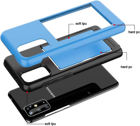 Phone Case for Samsung Galaxy A51 5G with Tempered Glass Screen Protector Cover and Credit Card Holder Hybrid Cell Accessories Rugged Glaxay A 51 ...