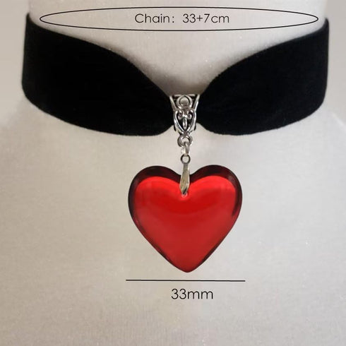 Y2k Heart Necklace Gothic Love Heart Y2k Aesthetic Pendant Necklace Black Velvet Choker Necklace For Women Girls Fashion Christmas New Year Valent...