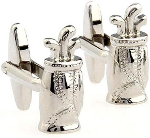 Golf Bag and Clubs Pair Cufflinks in a Presentation Gift Box & Polishing Cloth...