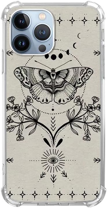 Magical Moth Plant Case Compatible with iPhone 12 Pro Max, Witchy Moon Stars Mystic Eyes Case for iPhone 12 Pro Max for Teen Men Women, Trendy Coo...