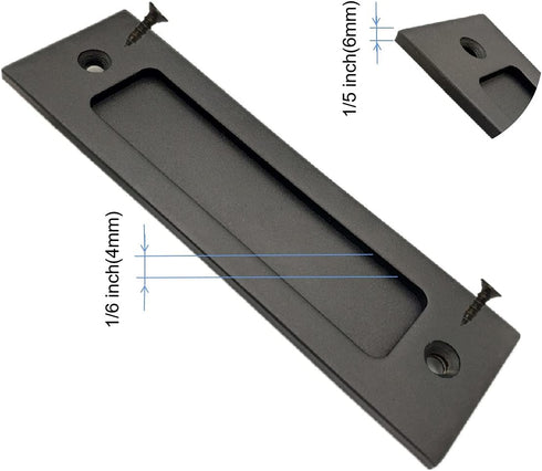 7" Matte Black Sliding Barn Door Handle - Flush Pull Handle with Flat Bottom Is Easy to Install and Heavy Recessed Door Handle for Pocket Door,Clo...
