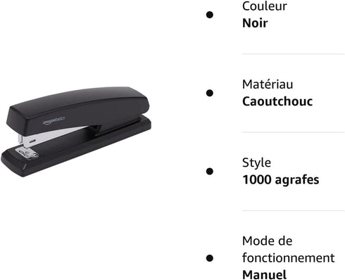 Amazon Basics Stapler with 1000 Staples, Office Stapler, 25 Sheet Capacity, Non-Slip, Black, 3 Pack...
