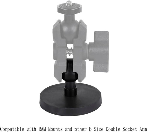 66mm(2.6") Diameter Round Magnetic Mount Base with 1" Ball,Compatible with RAM Mounts B Size Double Socket Arm and Other 1inch Ball Bike Motorcycl...
