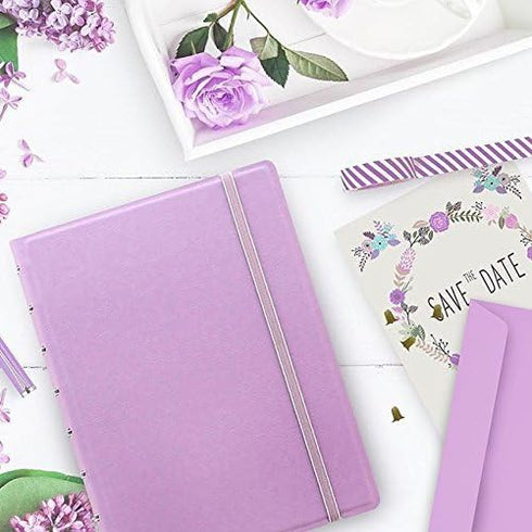 FILOFAX Refillable Pastel Notebook, A5 (8.25" x 5") Orchid - 112 Cream moveable pages - Index, pocket and page marker (B115054U)...