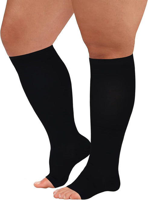 Extra Wide Calf Compression Socks Toeless for WomenMen 20-30mmHg Plus Size...