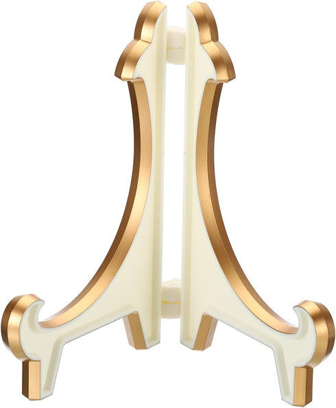 PATIKIL 5" Acrylic Decorative Plate Stand Holder, Table Use Foldable Thicken Picture Easel Frame Display Holder for Photos, Card, Canvases, White ...