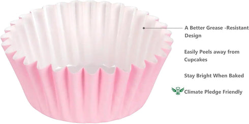 Caperci Grease-Resistant Standard Pink Cupcake Liners 150 Counts - Heavy Duty Paper Muffin Baking Cups, Odorless, No Muffin Pan Needed, Easily Pee...