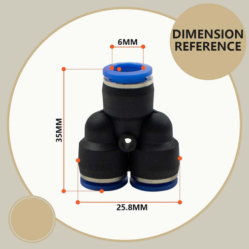 10 Pcs 6mm 3 Way Y Splitter Push in Connect Pneumatic Fitting,3 Way Plastic Quick Release PY Air Line Adapter...