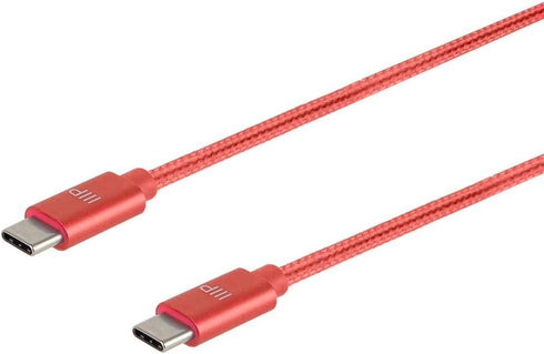 Monoprice USB 2.0 Type-C to Type-C Charge and Sync Nylon-Braid Cable - 3 Feet - Red, Up to 3 Amps/60 Watts - Palette Series...