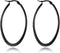 Stainless Steel Gold Thin and Flat Big Large Oval Spring loaded Hoop Earrings-black...