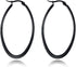 Stainless Steel Gold Thin and Flat Big Large Oval Spring loaded Hoop Earrings-black...