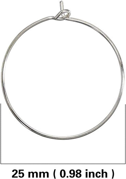 JIALEEY 100PCS Wine Glass Charm Rings 25mm Silver Plated Open Jump Ring Earring Beading Hoop for Jewelry Making Wedding Birthday Party Festival Fa...