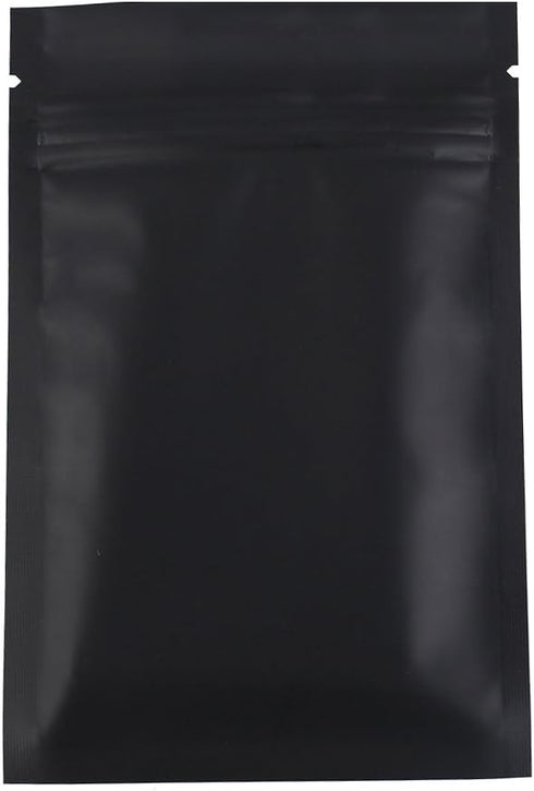 100pcs Frosted Clear Window Flat Colored Metallic Foil Resealable Zipper Seal Bags (Black, Flat | 3oz)...
