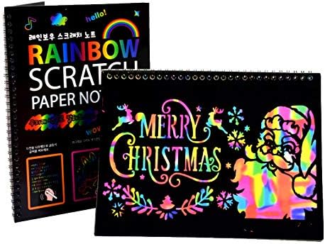 NewtonTech kid' Paper Craft kit Scratch Art Doodle Notebook/Pad,Pack of 2,10.2 inchX7.5 inch,16K,Rainbow Scratch Paper Note,as Educational Toys,Gi...
