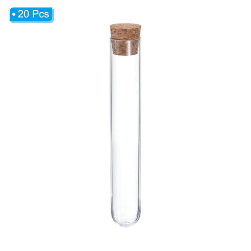 PATIKIL 10ml Plastic Test Tubes with Cork Stoppers, 20Pcs 100x16mm Tubes for Scientific Party Decoration Candy Bead Storage Bath Salt Lab Use, Cle...