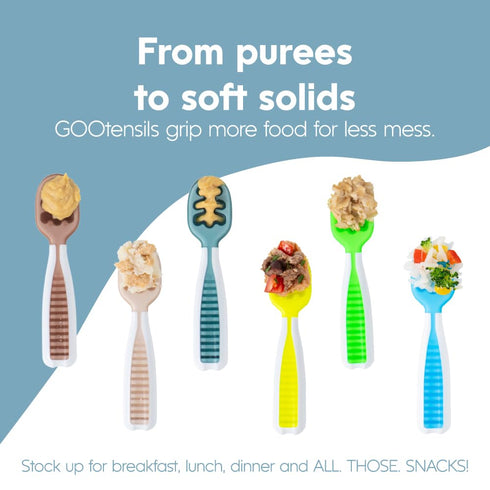NumNum Baby Spoons Set, Feeding Littles x Silicone Pre-Spoon GOOtensils for Kids Aged 6+ Months - First Stage, Baby Led Weaning (BLW), Teething Sp...