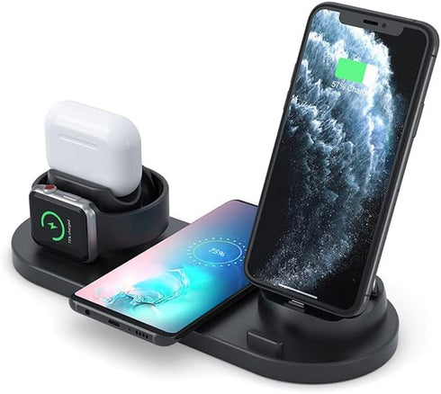 Wireless Phone Charger 6 in 1 Multi-Functional Dock (Black)...