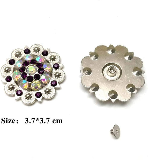 Berry Conchos with Screws Metal Flower Rhinestone Conchos 12 Pieces...