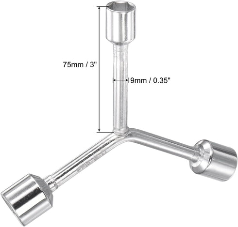 uxcell Y Type 3 Way Hex Socket Wrench, 13mm 16mm 18mm Combination Repair Spanner Tool, 3-inch...