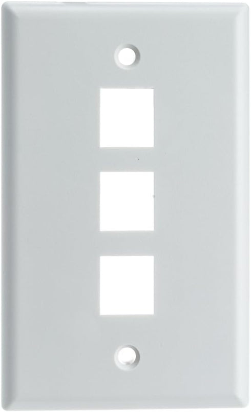 Keystone Wall Plate 3 Port, White (Cat5e, Cat6, Coax (Video), Aux (Cat6 for Data, IP Phone, POTS or Other), Single Gang, CableWholesale...