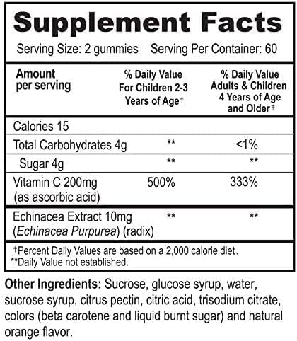 Vitamin C with Echinacea pectin Gummies for Kids 120 count...