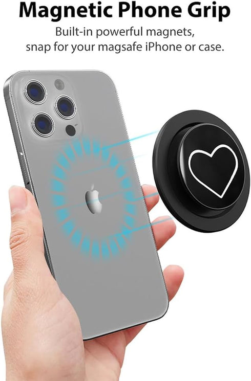 Magnetic Phone Grip Compatible with MagSafe, Phone Ring Holder Finger Kickstand, Adjustable Metal Phone Rings Gripper Stand Compatible with Magnet...