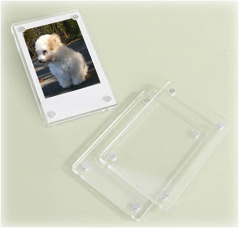 3" Dual Sided Clear Acrylic Refrigerator Magnetic Photo Frame, Frameless Display Compatible with Fujifilm Mini 9 8 8+ 2x3 Photo...