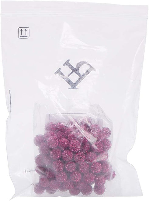 PH PandaHall 100pcs 10mm Fuchsia Rhinestones Pave Disco Ball Clay Beads, Polymer Clay Rhinestone Beads Round Charms Crystal Diamond Beads for Brac...