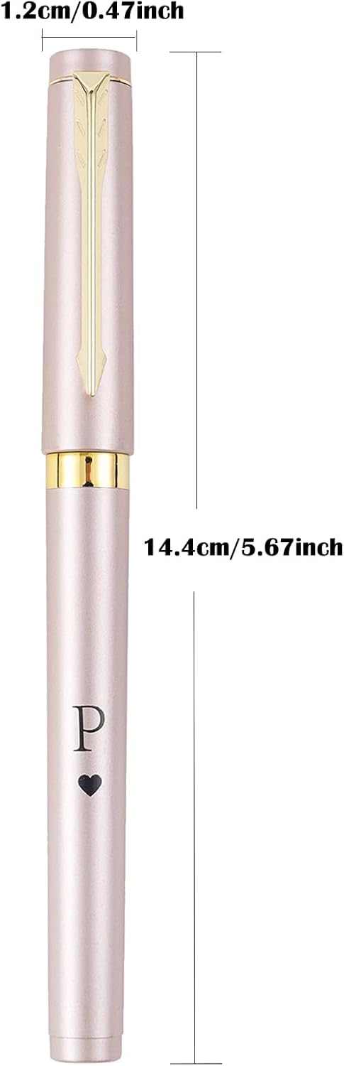 Pack of 3 Initial Gifts Letter P Rose Gold Color Gel Pens Medium Point (0.7mm) Black Ink Birthday Graduation Gift for Son Daughter Classmate Frien...