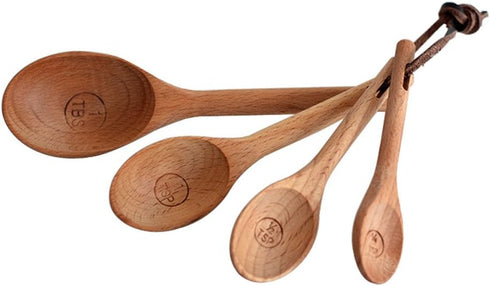 4pcs/set Wood Measuring Spoons Set Healthy No Paint Cooking Tools...