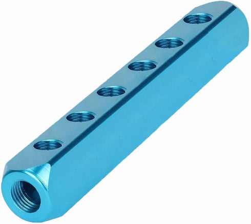 Beduan 1/4" 6 Way 9 Port Aluminum Air Hose Inline Manifold Block Splitter, Pneumatic Air Compressor Manifold Fitting...
