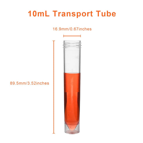 Clear Plastic Graduated Test Tubes 10ml Sterile Sample Storage Container with Screw Cap Self-Standing Lab Transport Tube, Case of 50...