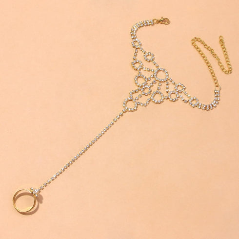 Kokoma Circle Rhinestone Barefoot Sandals for Women Foot Chain Anklets Summer Ankle Bracelets Ring CZ Bohemian Lady's Beach Foot Jewelry Party Acc...