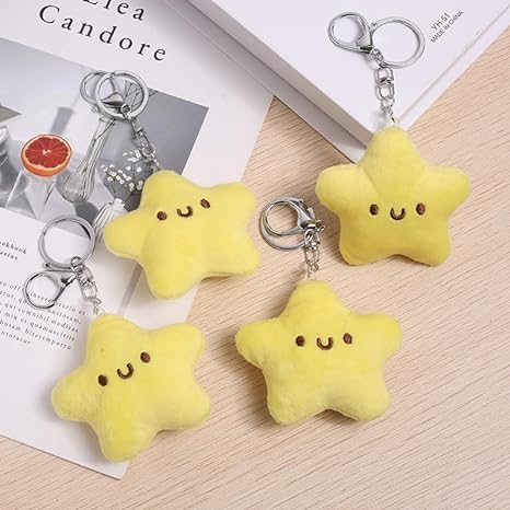 2 Pcs Yellow Plush Star Car Keychain Backpack Accessories Doll Pendant Heart Healing in Addition to Serving as a Keychain Women's Keyrings and Key...
