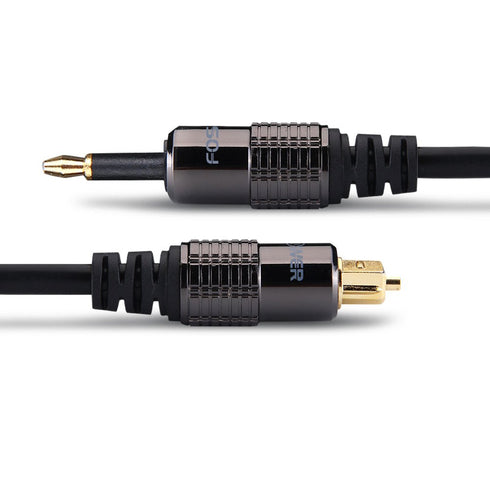 FosPower 24K Gold Plated Toslink to Mini Toslink Digital Optical S/PDIF Audio Cable with Metal Connectors & Strain-Relief PVC Jacket - 3ft/2Pack...