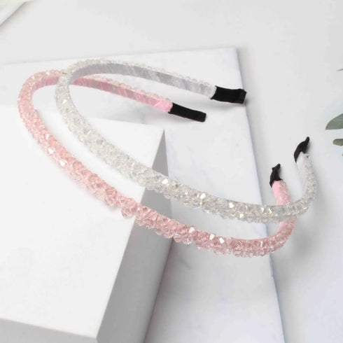 Fashion Super Shiny Women Two Rows Champagne Crystal Beads Headband Girls Headwear Rhinestone Beaded Hair Band Hair Accessories Women's Fashion He...