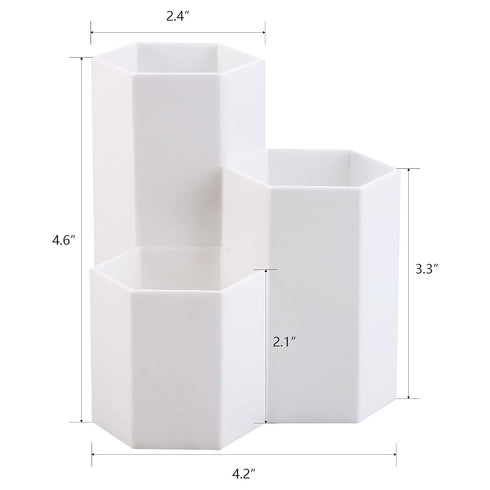 LoveBB Makeup Brush Holder Organizer, 3 Slot Plastic Cosmetics Brushes Pen Storage Solution, White...
