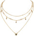 Doubnine Sun Star Dainty Gold Choker Multilayer Necklace Crysral Boho Charm Necklace for Women...