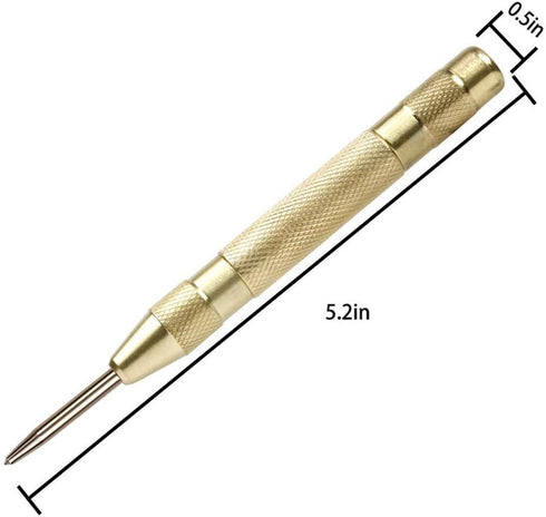 2 Pack Automatic Center Punch, Pamiso 5.1 Inch Spring Loaded Drill Punch Tool,Brass Window Spring Punch Tool, Fixed Point & Car Window Glasses Bre...