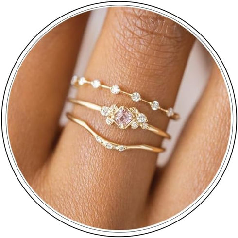 Stackable Gold Rings for Women Dainty Gold Stacking Cubic Zirconia Thumb Ring Set Trendy Statement Promise Wedding Bands Engagement Rings 6 7 8 9 ...