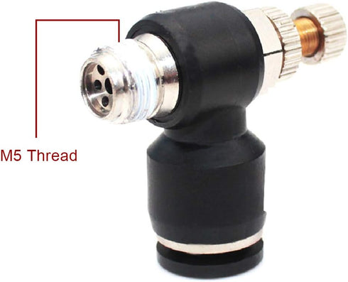 Beduan Pneumatic Air Flow Control Valve 4mm Tube OD x M5 Male Thread Push to Connect Elbow 90 Degree Switch Valve Adapter Fitting (Pack of 5)...