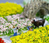 35 Pcs Static Grass Tuft Model Grass Tufts Railway Artificial Grass and 28 Pcs Bushy Tuft Pink Flower Cluster Vegetation Groups for DIY Architectu...