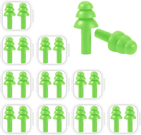 10 Pairs Noise Cancelling Ear Plugs, Premium Soft Silicone, Reusable, Waterproof, Hypoallergenic, Earplugs for Swimming, Airplanes, Concerts, Shoo...