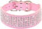 Rhinestones Dog Collars, 2" Width Full Sparkly Crystal Diamonds Dazzling Sparkling Elegant Fancy PU Leather Dog Collar for Medium Large Dogs (L, P...